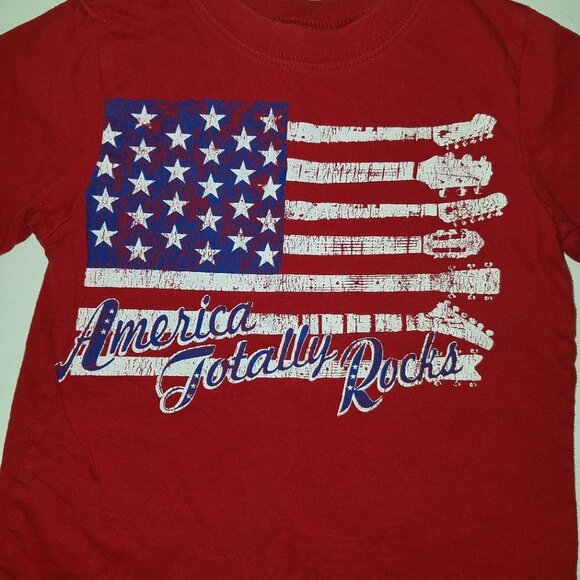 Children's Place Red Flag Tee Top 3T United States USA Patriotic FADING AS IS - Picture 2 of 4